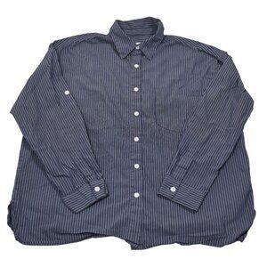 Mod Ref Button Front Shirt in Blue Stripe